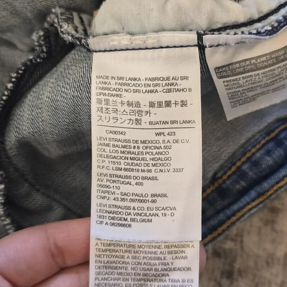 Levis Jacket Youth Boys Girls XL Blue Denim Jean Trucker Button Front Stretch